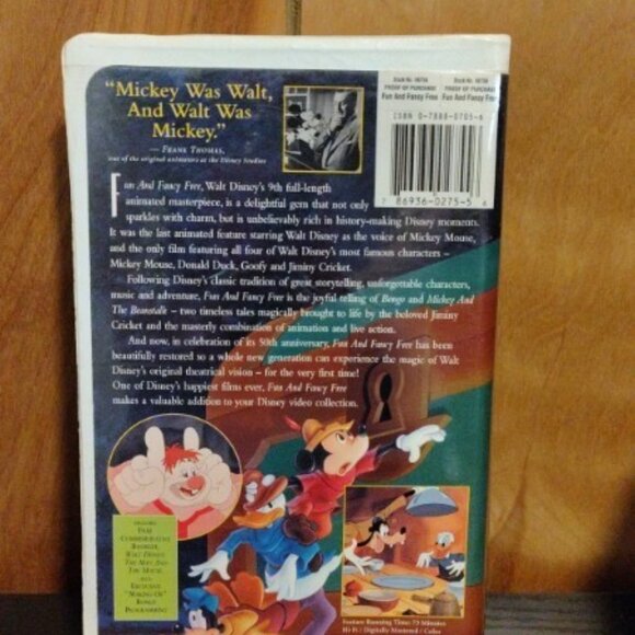 Fun and Fancy Free: 55th Anniversary Walt Disney's Masterpiece VHS, Limited Ed - Picture 2 of 3